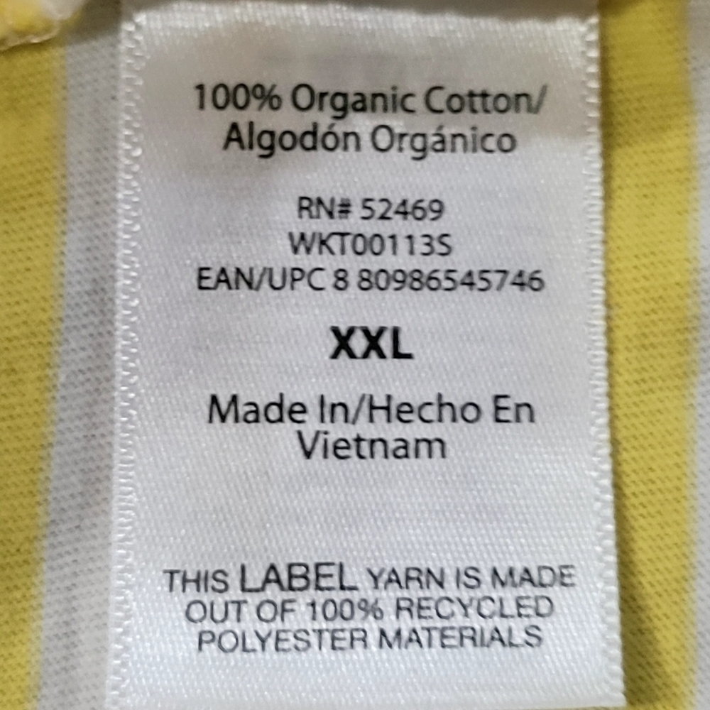 Free Assembly XXL Organic Cotton Yellow White Stripes Short Sleeve T-Shirt - Picture 7 of 8